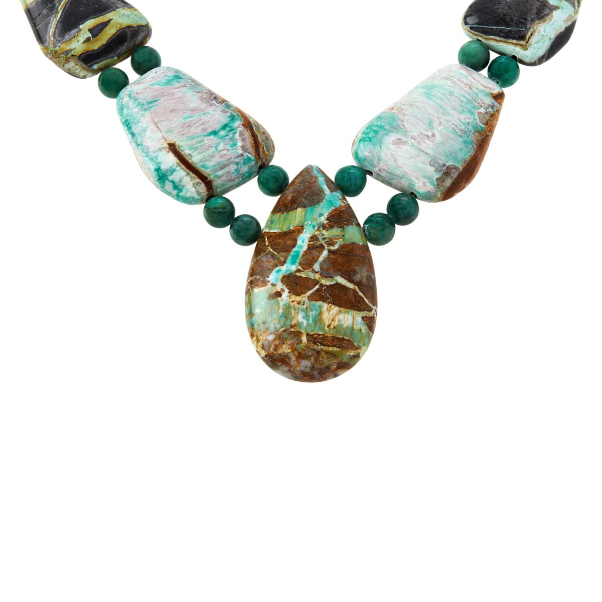 Jay King Sterling Silver Multicolor Boulder Variscite Necklace 18"