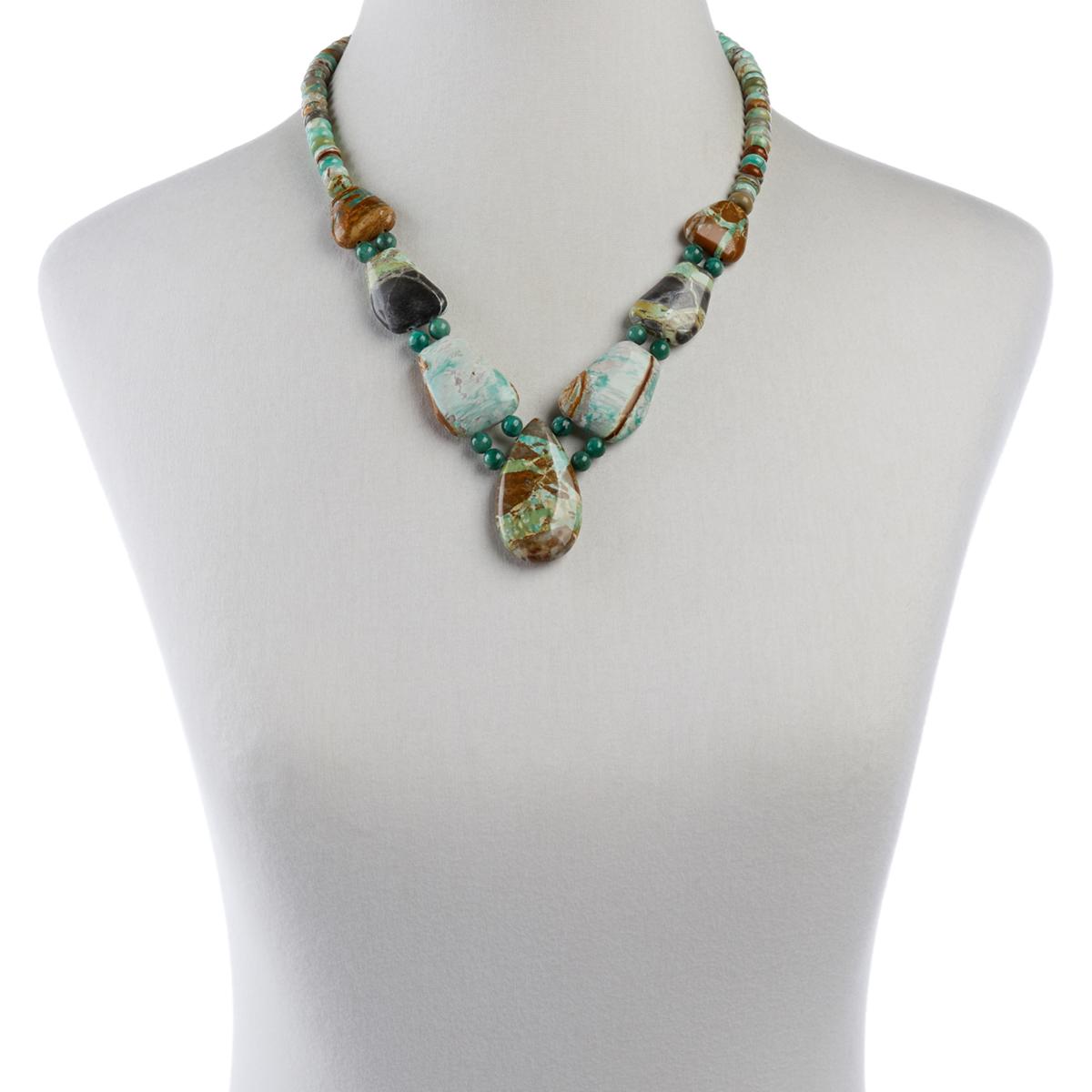 Jay King Sterling Silver Multicolor Boulder Variscite Necklace 18"