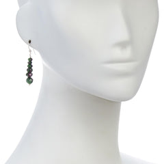 Jay King Ruby Zoisite Graduated Bead Drop Sterling Silver Earrings 1-3/4"