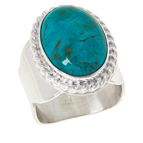 Jay King Chilean Blue Turquoise Cabochon Sterling Silver Band Ring Size 6