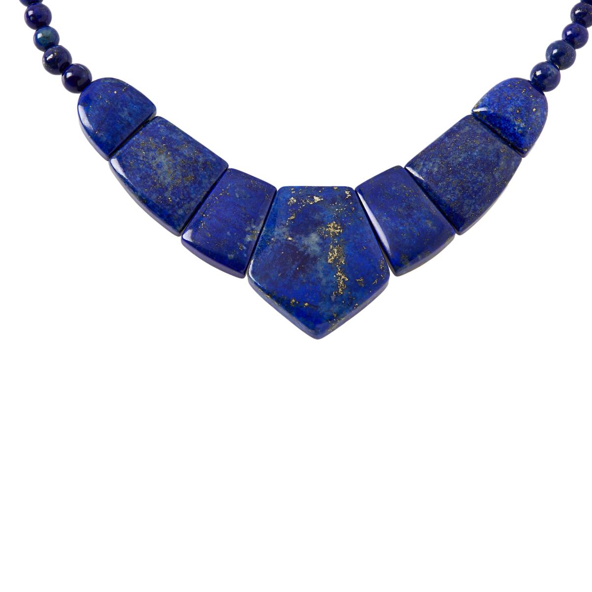 Jay King Sterling Silver Blue Lapis Pointed Drape Beaded Necklace 18"