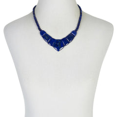 Jay King Sterling Silver Blue Lapis Pointed Drape Beaded Necklace 18"