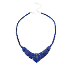 Jay King Sterling Silver Blue Lapis Pointed Drape Beaded Necklace 18"