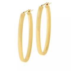 Bellezza Bronze Goldtone Elongated Oval Hoop Earrings 1-3/4"