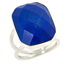 Jay King Octagon Faceted Lapis Sterling Silver Split Shank Ring Size 7