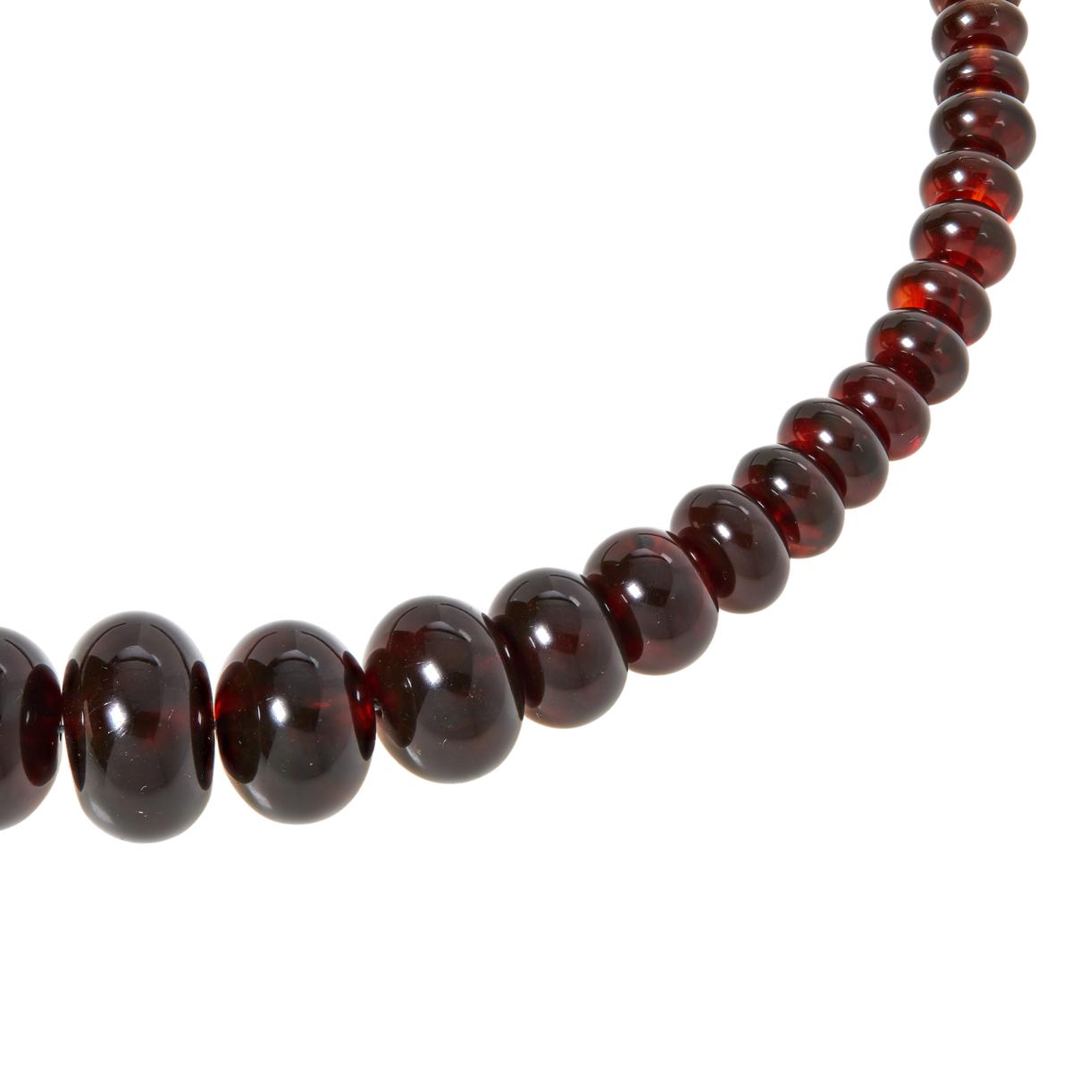 Jay King Sterling Silver Brown Amber Graduated Rondelle Bead Necklace 18"