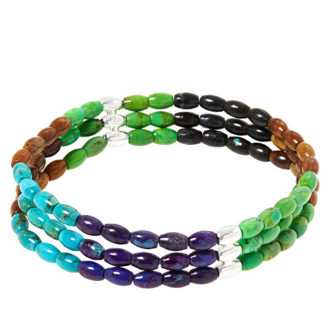 Jay King Multicolor Turquoise and Jarosite Bead Stretch Bracelet, 7-1/2"