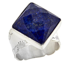 Jay King Faceted Square Lapis Sterling Silver Cocktail Ring Size 8