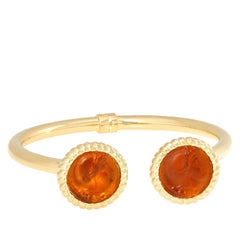 Bellezza Bronze Italian Orange Glass Cuff Bracelet, 7-1/4"