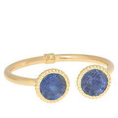 Bellezza Bronze Italian Blue Glass Cuff Bracelet, 7-1/2"