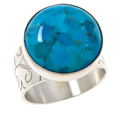 Jay King Blue Turquoise Cabochon Sterling Silver Cocktail Ring Size 6