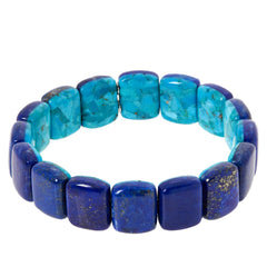 Jay King Turquoise Composite and Lapis Reversible Stretch Bracelet 6-3/4"