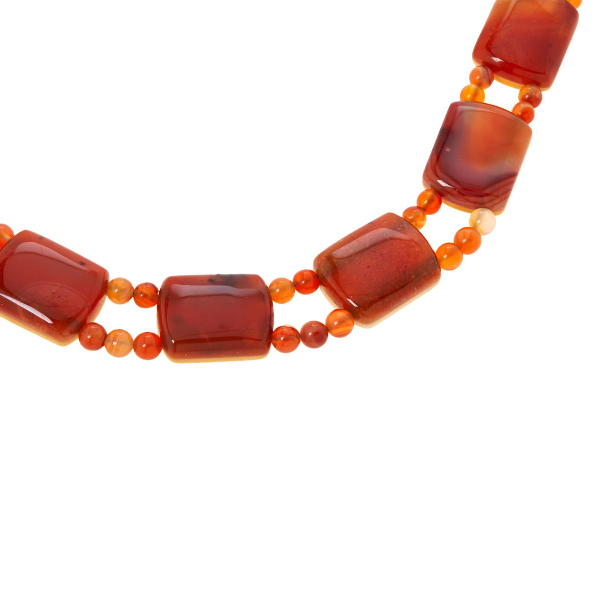 Jay King Orange Chalcedony Sterling Silver Reversible Necklace 17"