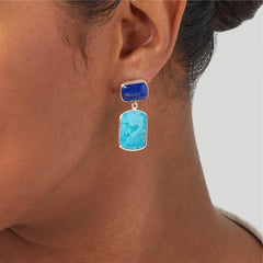 Jay King Turquoise Composite & Blue Lapis Drop Sterling Silver Earrings