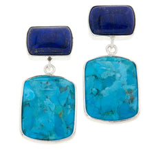 Jay King Turquoise Composite & Blue Lapis Drop Sterling Silver Earrings