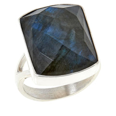 Jay King Multicolor Faceted Labradorite Sterling Silver Cocktail Ring Size 7