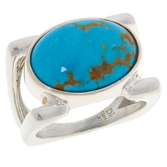 Jay King Sterling Silver Gold Matrix Turquoise Split Shank Ring Size 6