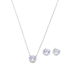 Absolute Sterling Silver 200Facet Stone Pendant, Chain and Earrings Set, 18"