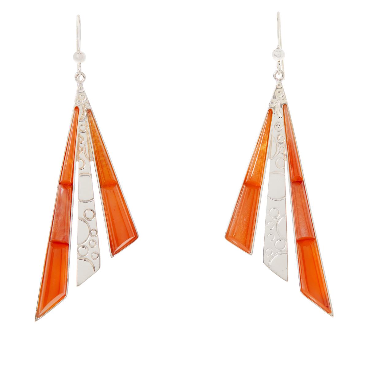 Jay King Sterling Silver Tangerine Chalcedony Earrings, 2-1/4"