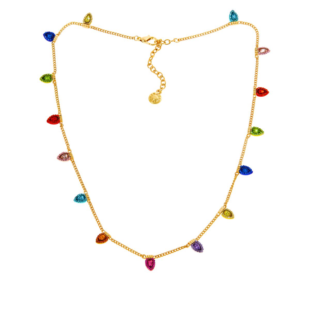 BaubleBar All Is Bright Goldtone Multicolor Crystal Holiday Necklace 17"