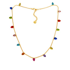 BaubleBar All Is Bright Goldtone Multicolor Crystal Holiday Necklace 17"