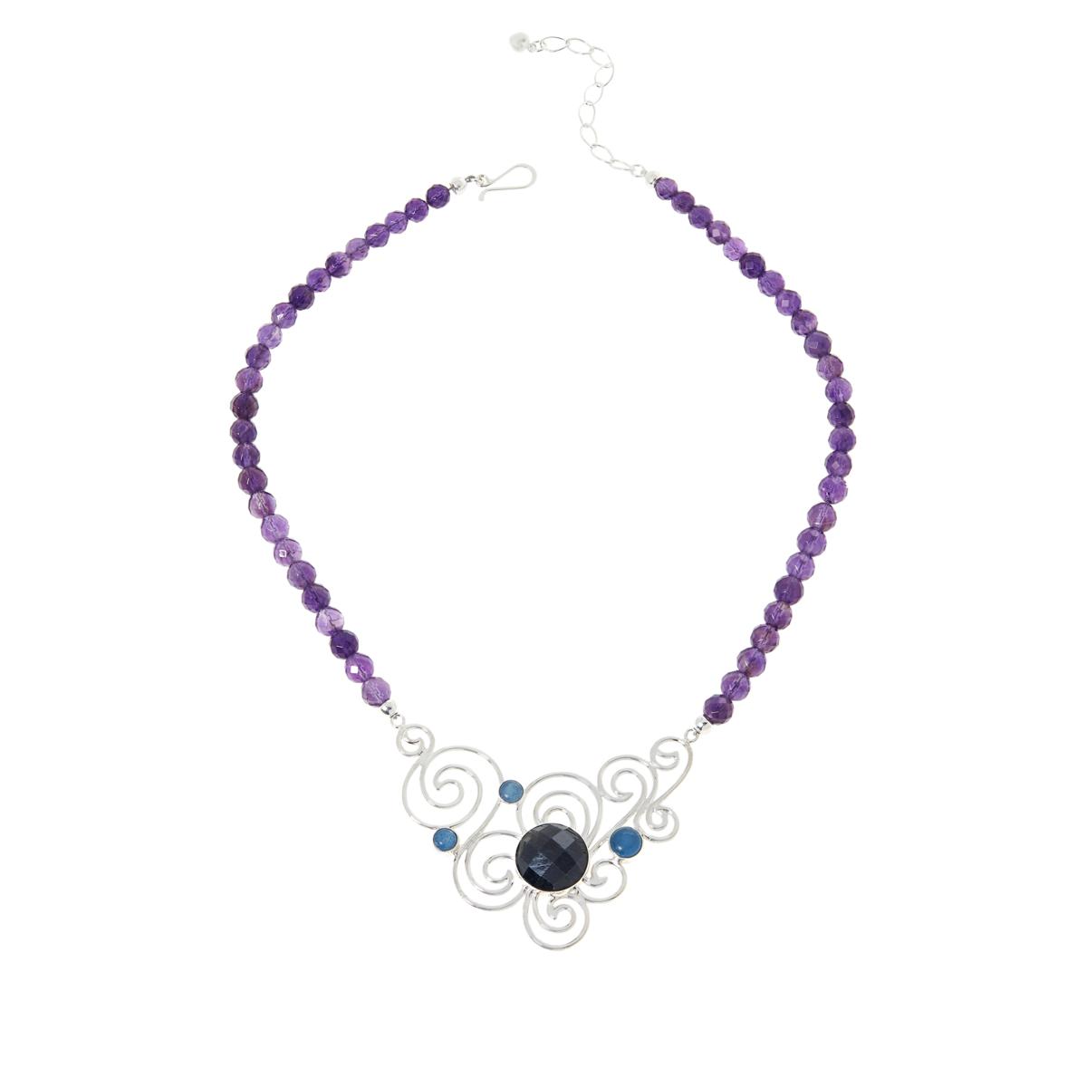 Jay King Amethyst Multigemstone Sterling Silver Necklace 18-1/2" HSN $284