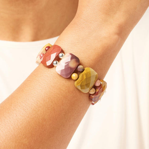 Jay King Multicolor Mookaite Bead Stretch Bracelet