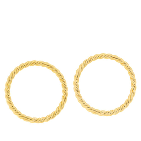 Bellezza Bronze Rope Design Textured Open Circle Earrings, 1-1/4"