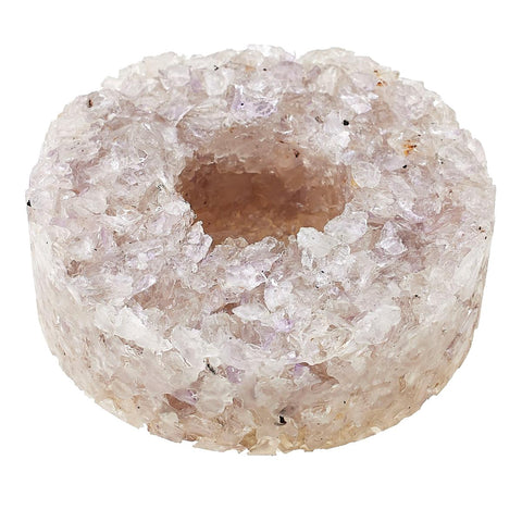 KALIFANO Crushed Quartz Chip Tea Light Candle Holder