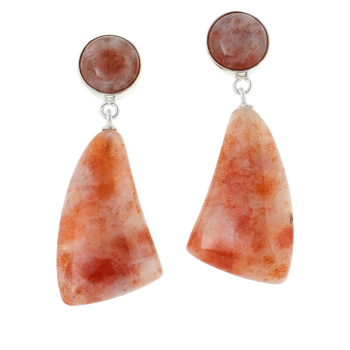 Jay King Sterling Silver Sunstone Drop Earrings, 1-1/2"