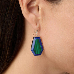 Jay King Sterling Silver Malachite & Lapis Inlay Drop Earrings, 1-3/4"