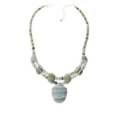 Jay King Sterling Silver Multicolor Banded Quartzite Necklace. 18"