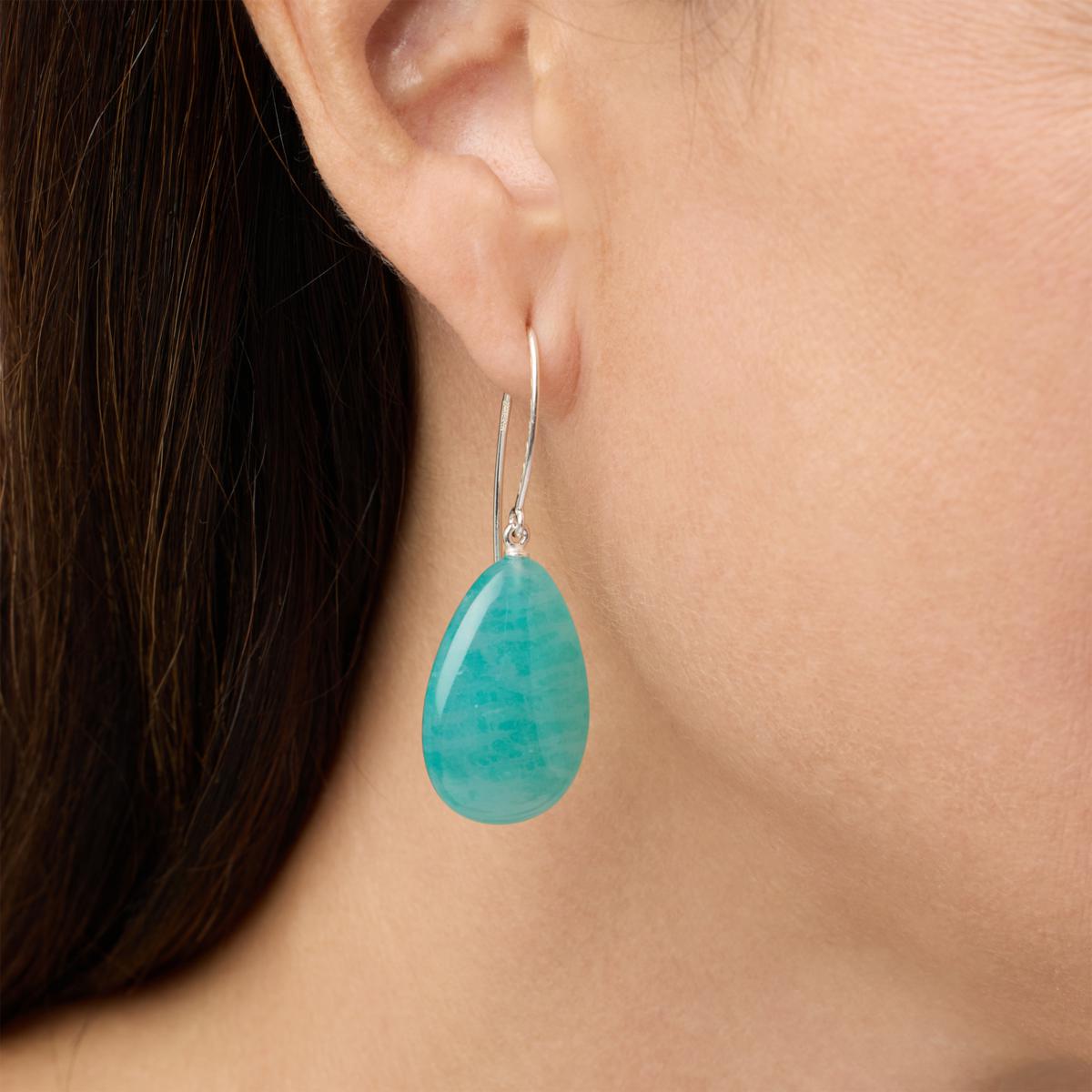 Jay King Sterling Silver Peruvian Amazonite Pear-Drop Earrings, 1-1/2"