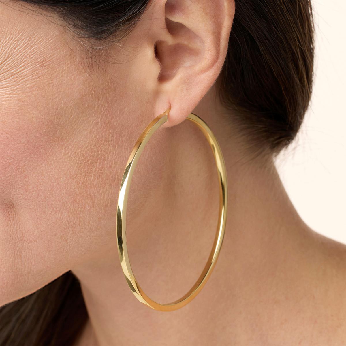 Bellezza Bronze Squared Round Hoop Earrings, 3"