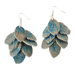 Floreia Paige Blue/Gray Leaf Drop Earrings, 2"