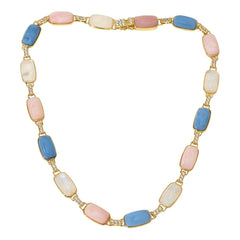 Rarities Sterling Silver Goldclad Opal, Moonstone & White Zircon Station Necklace, 18"