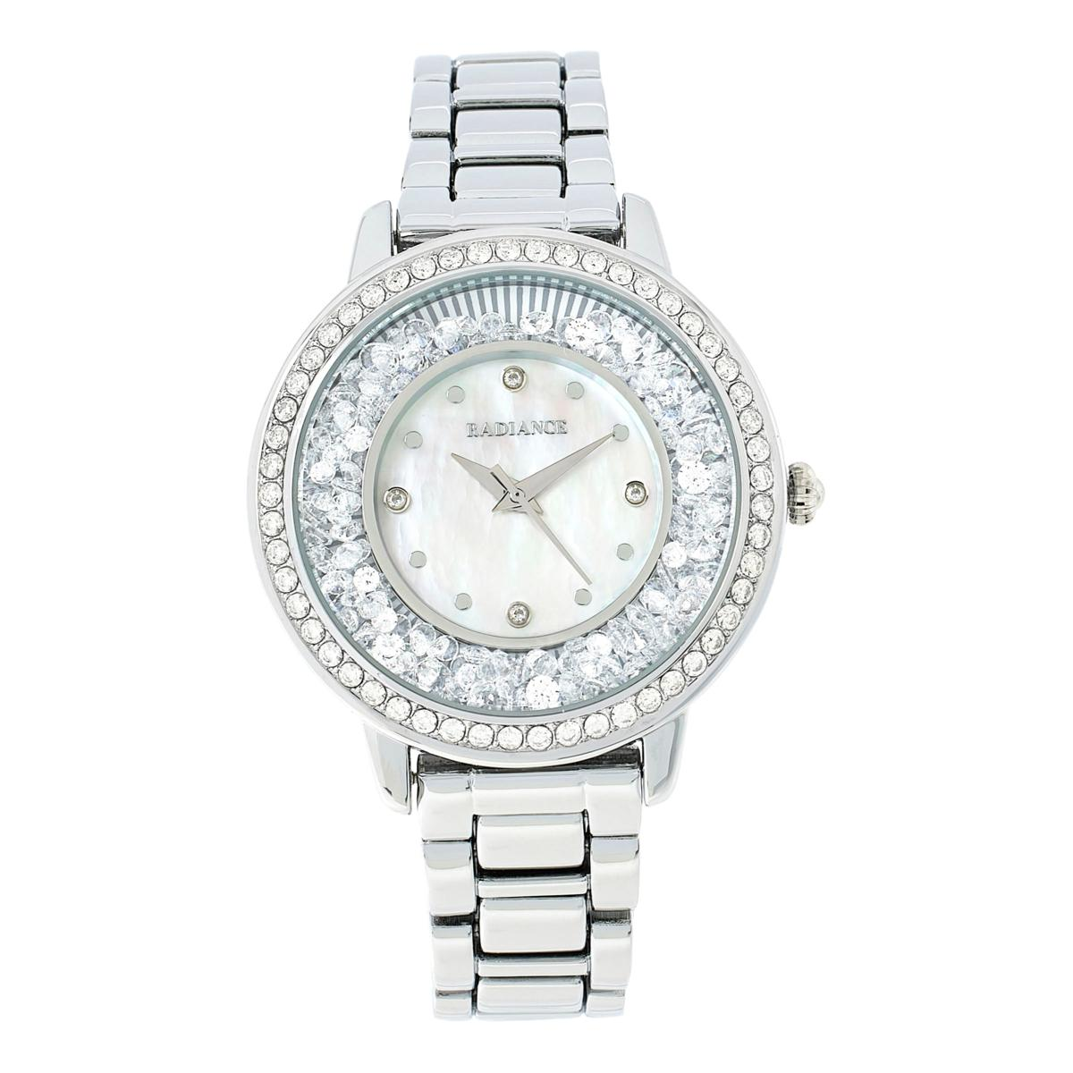 Absolute Silvertone Women's Floating Clear Stones Bracelet Watch, 6-1/4"-7-1/2"