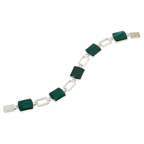 Jay King Sterling Silver Malachite & Black Chalcedony Reversible Link Bracelet,