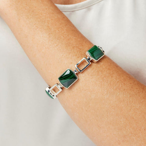 Jay King Sterling Silver Malachite & Black Chalcedony Reversible Link Bracelet,