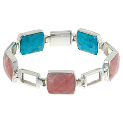 Jay King Gallery Collection Sterling Silver  Turquoise & Opal Reversible Link Bracelet, 7-1/4"