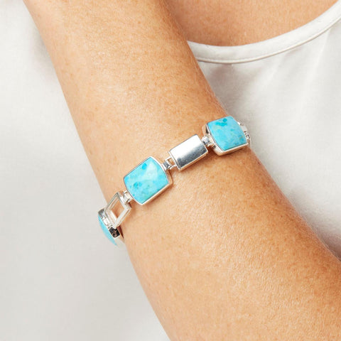 Jay King Gallery Collection Sterling Silver  Turquoise & Opal Reversible Link Bracelet, 7-1/4"