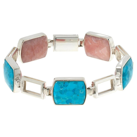 Jay King Gallery Collection Sterling Silver  Turquoise & Opal Reversible Link Bracelet, 7-1/4"