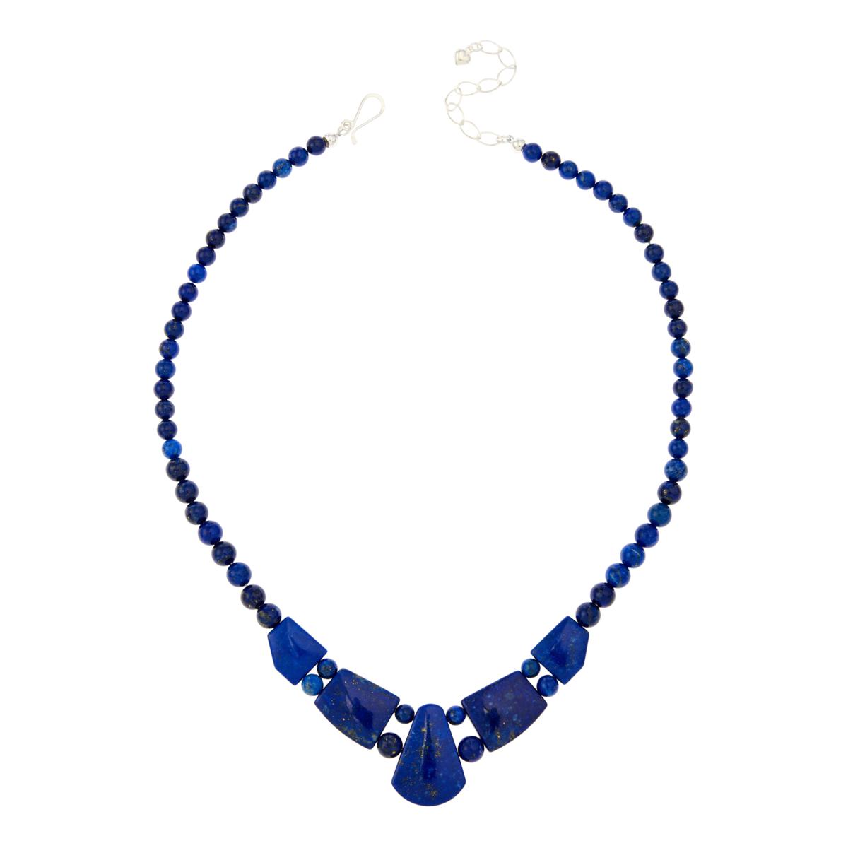 Jay King Sterling Silver Lapis Station Necklace, 18"