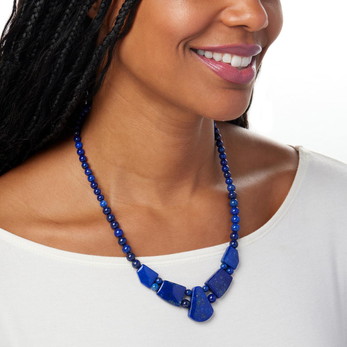 Jay King Sterling Silver Lapis Station Necklace, 18"