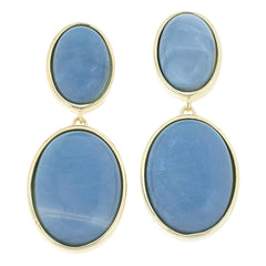 Connie Craig Carroll Jewelry Goldtone Harper Oval Blue Opal Double Drop Earrings, 1-1/2"