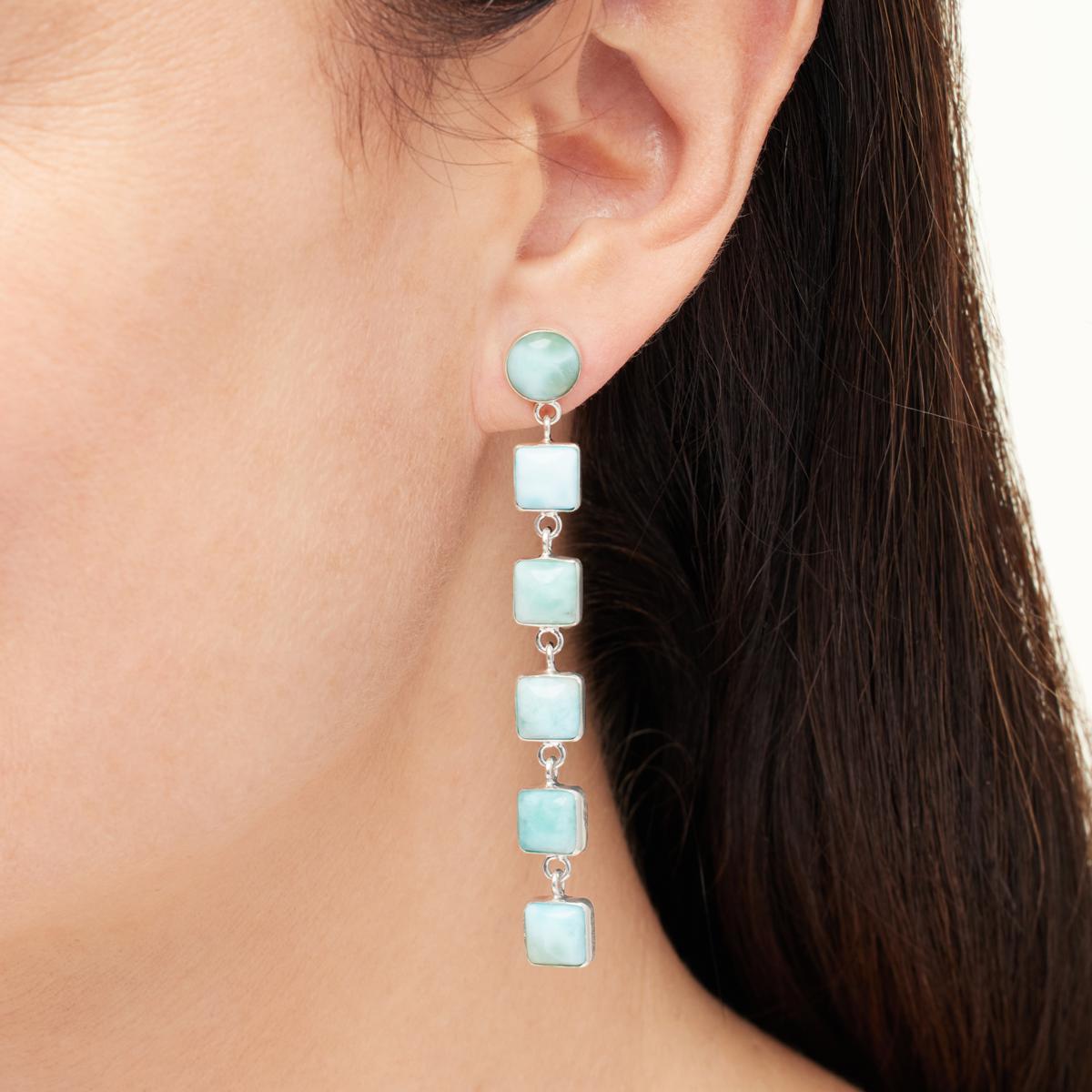 Jay King Gallery Collection Sterling Silver Larimar Dangle Earrings, 2-1/2"