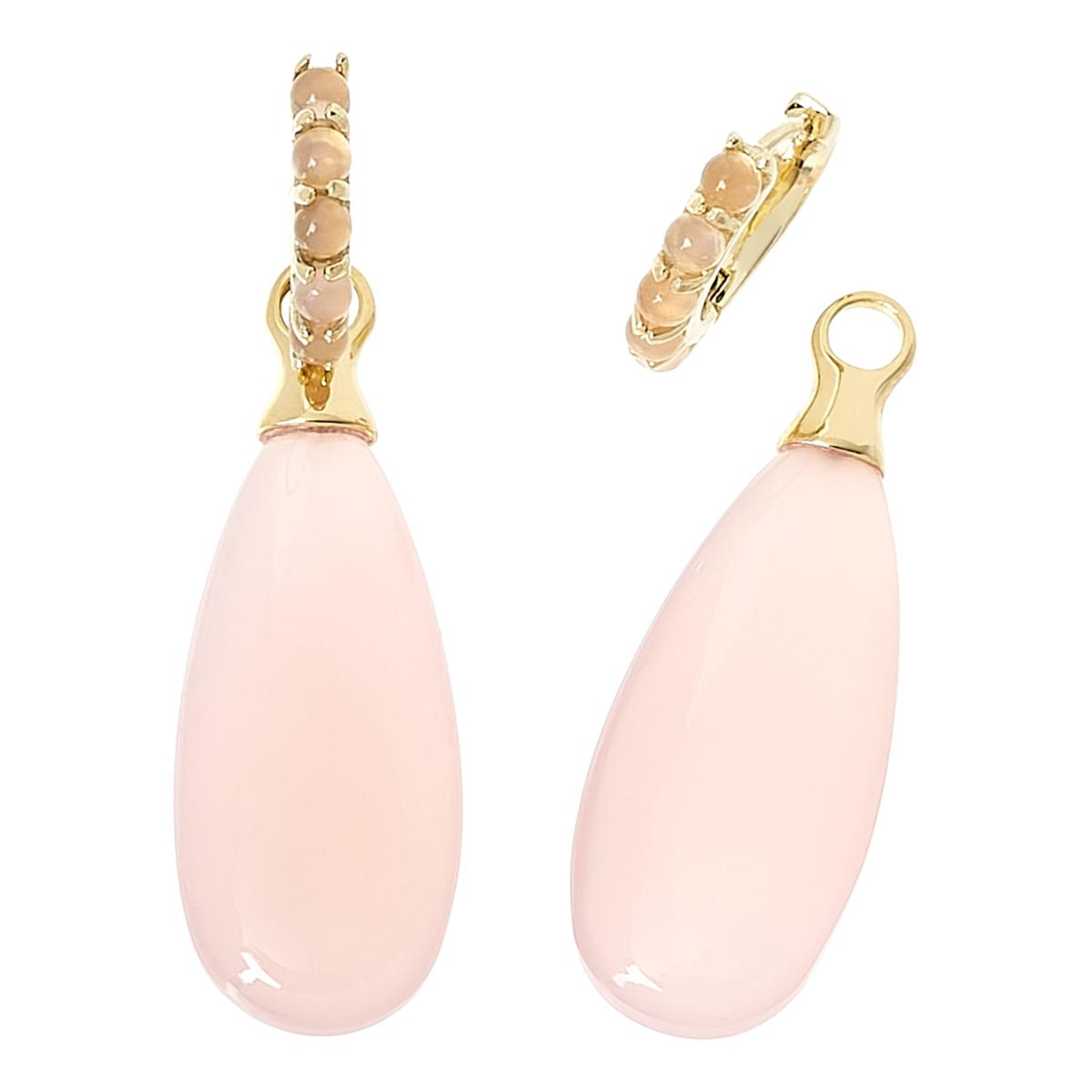 Rarities Sterling  Goldclad Pink Chalcedony Drop Earrings, 2"