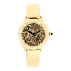 Bellezza Centessimi 10-Lira Coin Bracelet Watch, 6"-7-1/4"