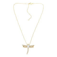 Absolute Sterling Silver Goldclad Dragonfly Pin/Pendant with Chain, 19"