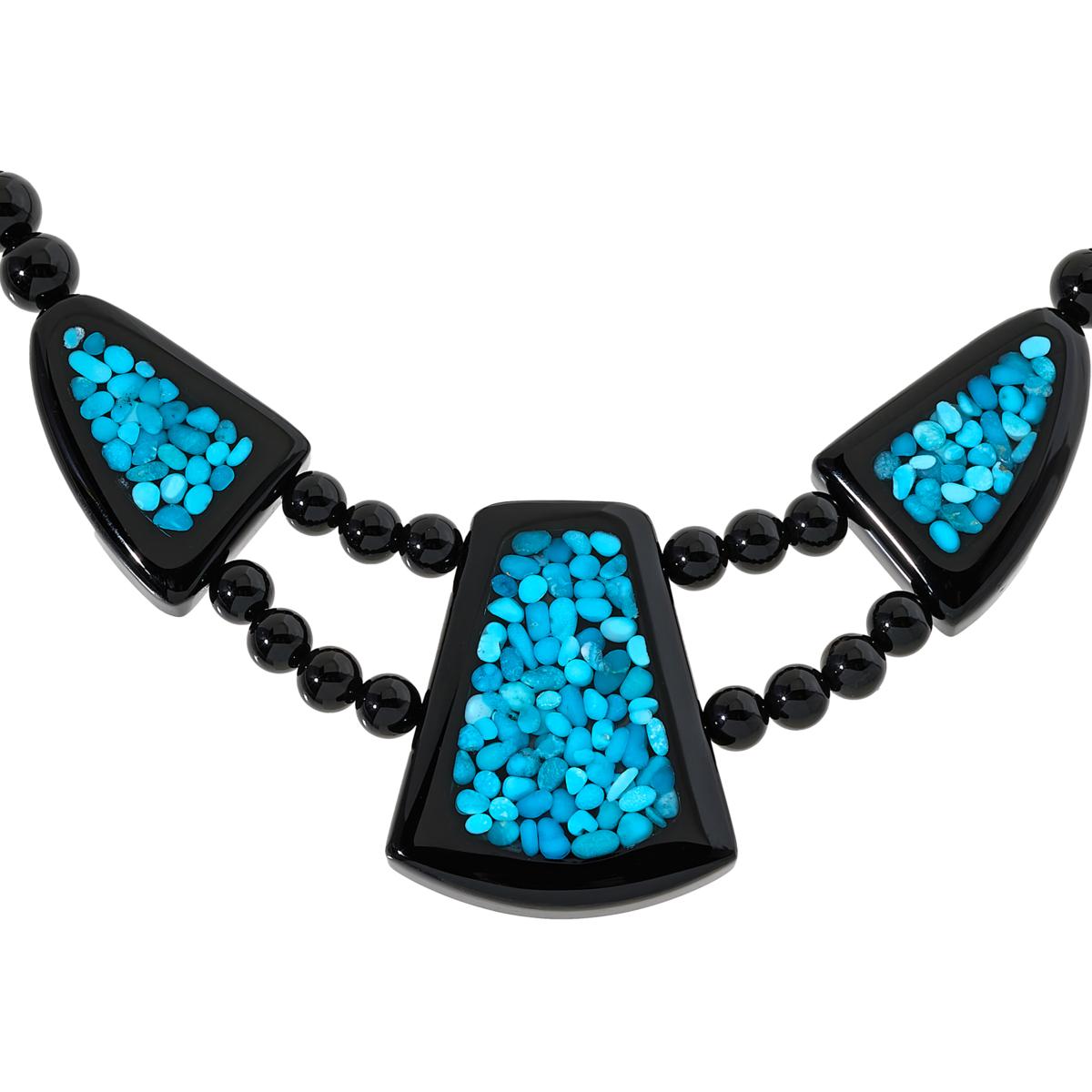 Jay King Sleeping Beauty Turquoise Inlay& Chalcedony Necklace, 18"